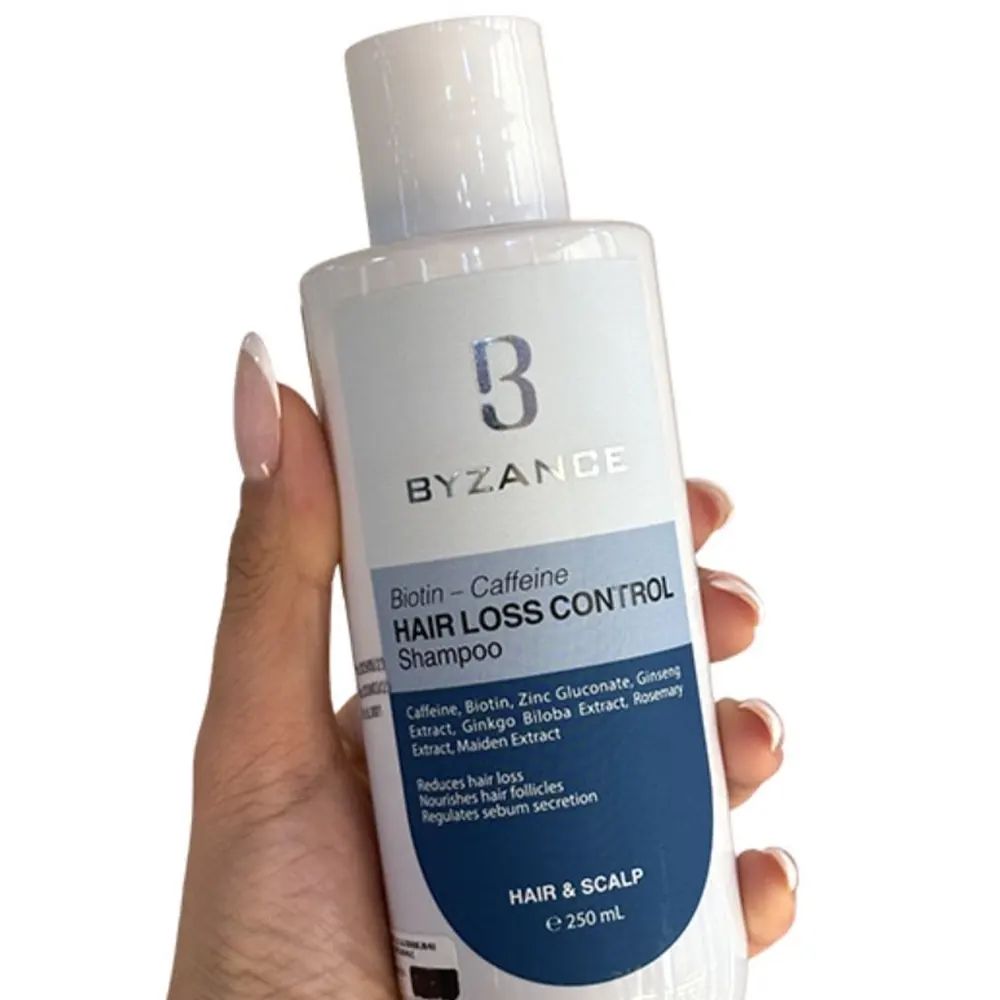شامپو تقویت‌کننده و ضد ریزش بیزانس مدل Biotin & Caffeine حجم ۲۵۰ میلی‌لیتر
