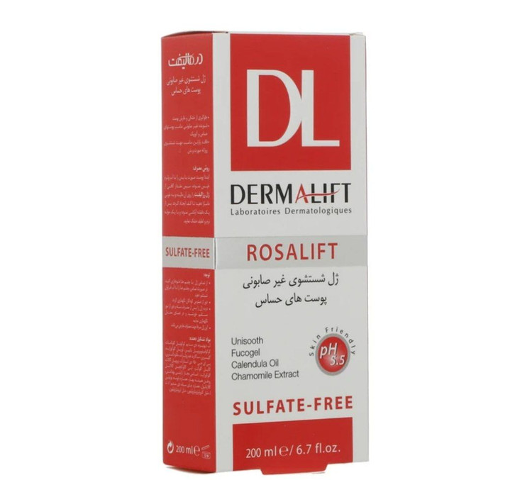 ژل شستشوی صورت درمالیفت مدل روزالیفت مناسب پوست حساس حجم ۲۰۰ میلیلیتر